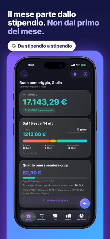 Il mese parte dallo stipendio. Non dal primo del mese.