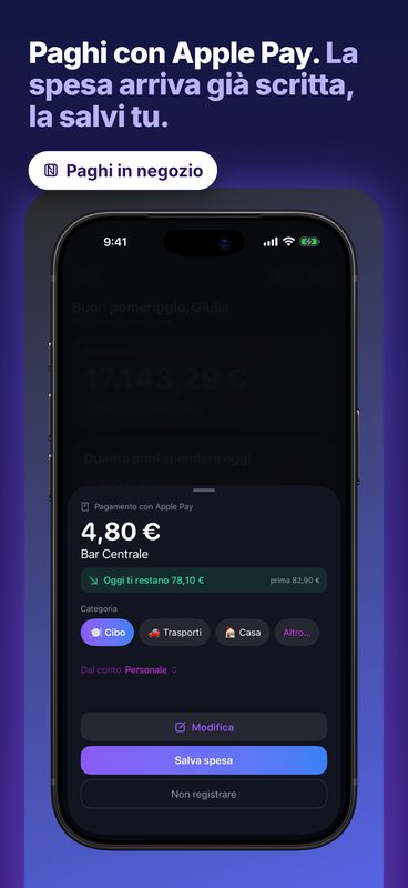 Paghi con Apple Pay. La spesa arriva già scritta, la salvi tu.